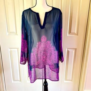 Ann Taylor Bohemian Sheer Blouse. Size XL